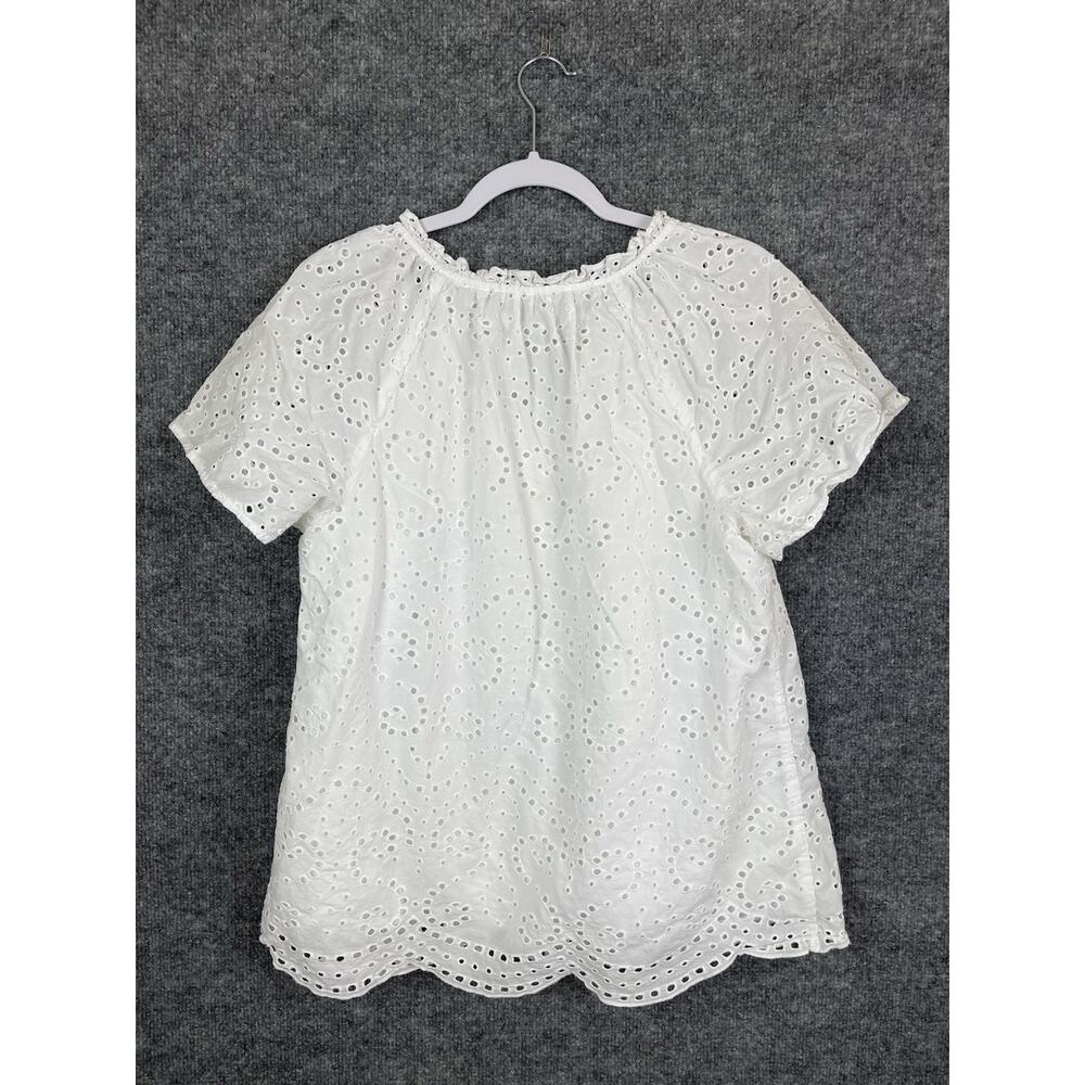 Talbots Top (Plus X) White Ilet V-Neck Short Sleeve Summer Vacation - Picture 6 of 10